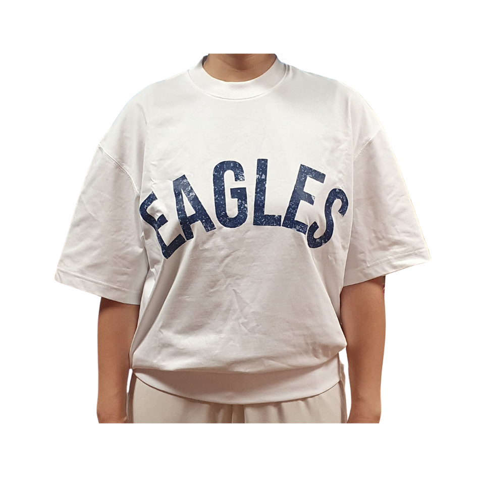 Slouchy "EAGLES" T-Shirt w/Ribbed Hem