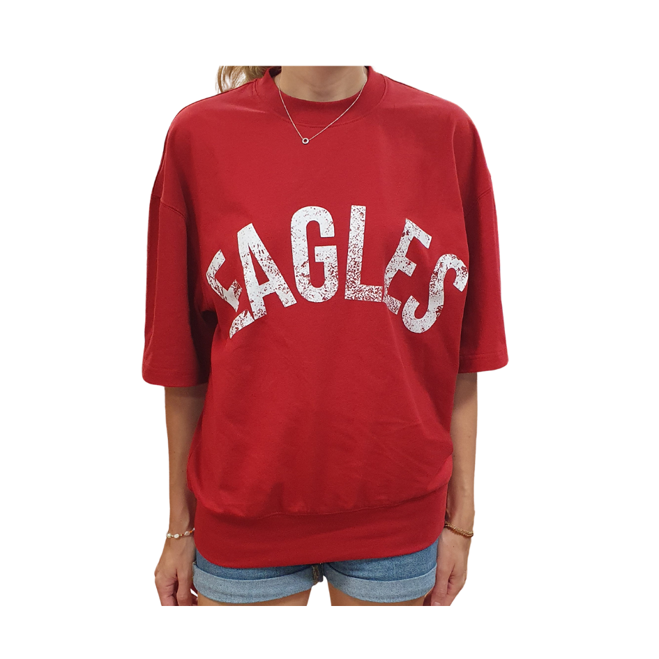 Slouchy "EAGLES" T-Shirt w/Ribbed Hem