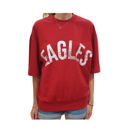Slouchy "EAGLES" T-Shirt w/Ribbed Hem